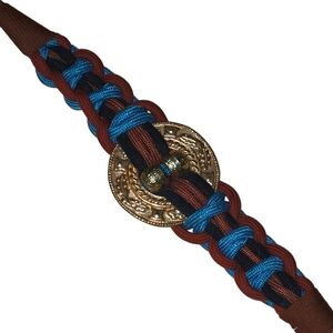 Braided Brown and Blue Belt with Gold Accent
